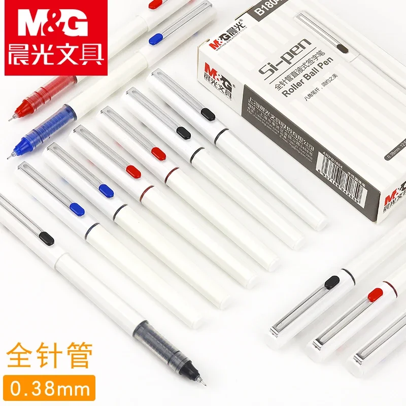 6/12PCS M&G Direct-fluid-roller Pen 0.38mm Gel Pen Full Needle Carbon Signature Pen ARPB1804 Examination Quick-drying Pen