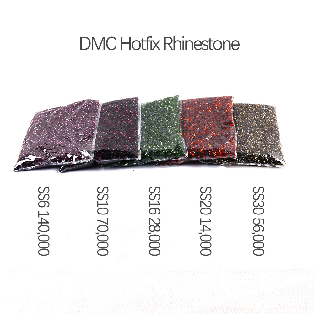 Big Pack DMC Hotfix Rhinestones Bulk Wholesale Flat Back Hot Fix Crystal Glass Heat Press Stone For Garment Clothes