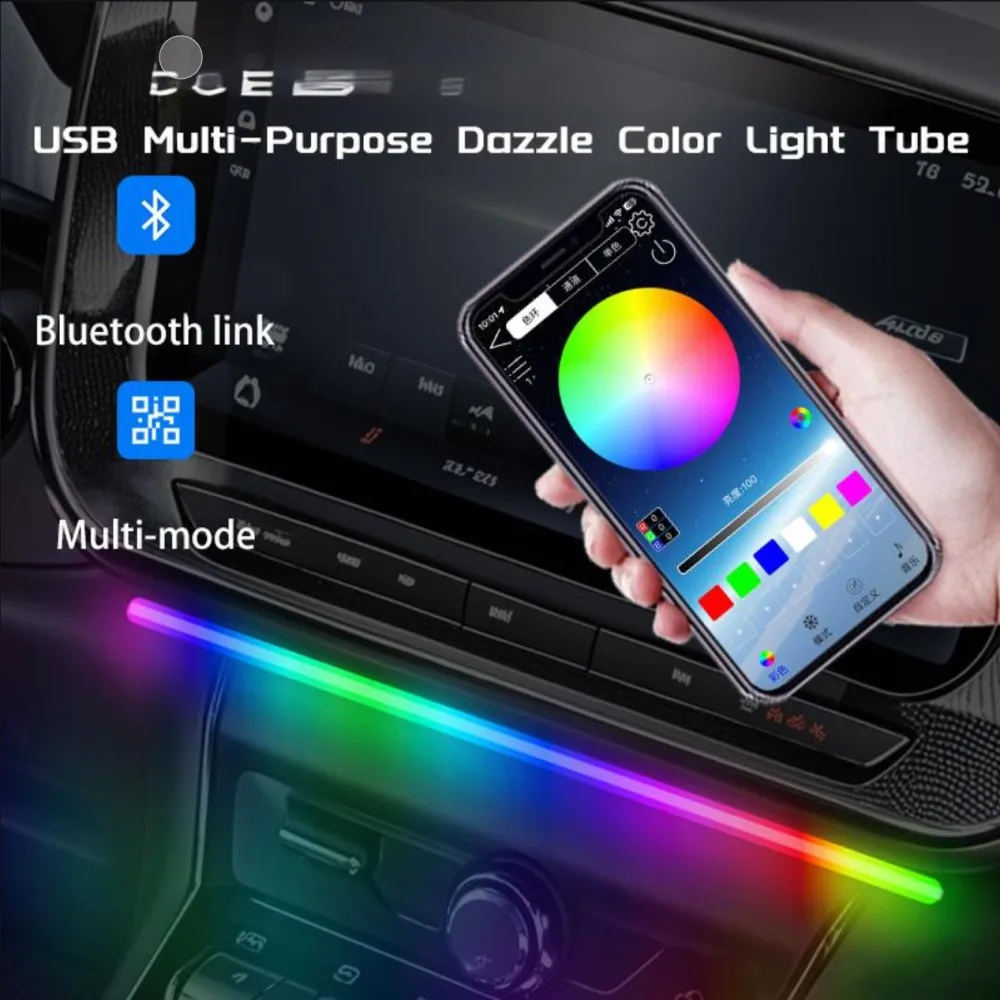 Car Mounted RGBIG Voice Controlled Music Festival Lights,Desktop Creative LED Lights,Motorcycle Taillights, tTent Camping Lights