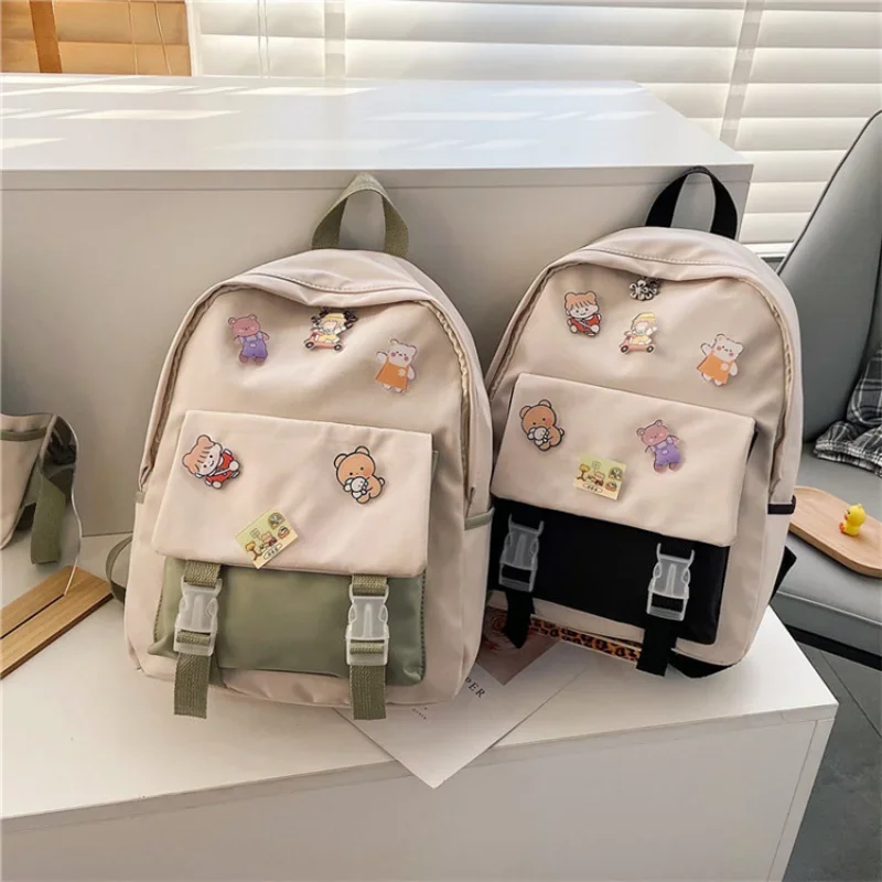 Canvas Backpack Diagonal Bag Japanese Girl Schoolbags Student Mini Fashion Shoulder Back Pack Purse Simple Backpacks