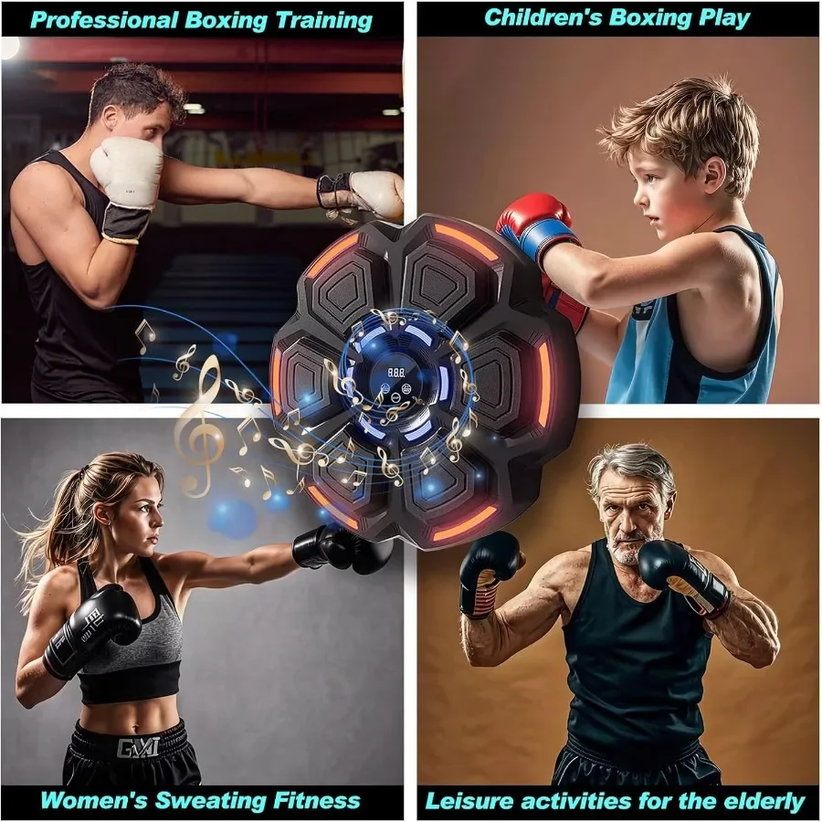Máquina de boxe de música montada na parede para adultos com luvas Bluetooth equipamento de treino de boxe inteligente para uso em academia de escritório em casa