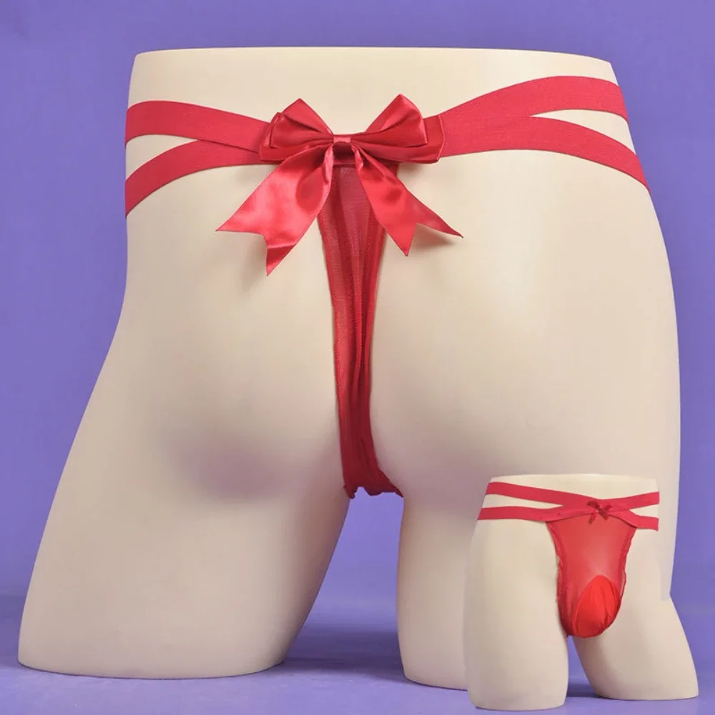 Homens novo arco sexy roupa interior renda transparente tanga erótico hombre lingerie masculina tanga gay tempt jj manga underpant t volta briefs