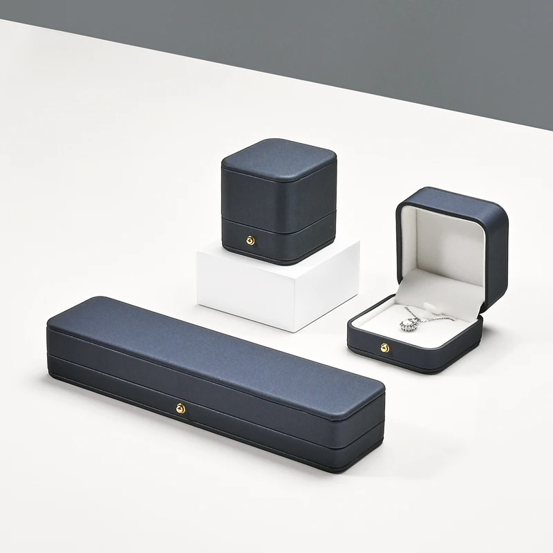 WoodTen خاتم صندوق مجوهرات بولي Leather الجلود مجوهرات المنظم حلقة القرط صندوق قلادة قلادة صندوق اقتراح المشاركة صندوق هدايا الزفاف #4
