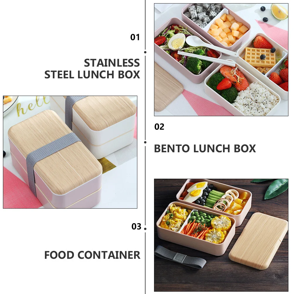 طبقة مزدوجة قسط 1.2L الشمال نمط صندوق غداء بلاستيكي المحمولة مكتب المدرسة الغذاء الحاويات القابلة لإعادة التدوير #4