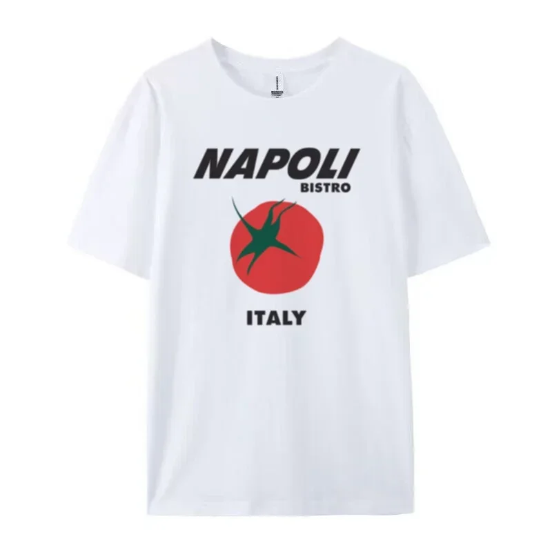 Napoli Tomato Graphic Tees Cute Fruit Retro Streetwear T-Shirt Women Loose Short Sleeve Italy Shirt Female Grunge Aesthetic Tops