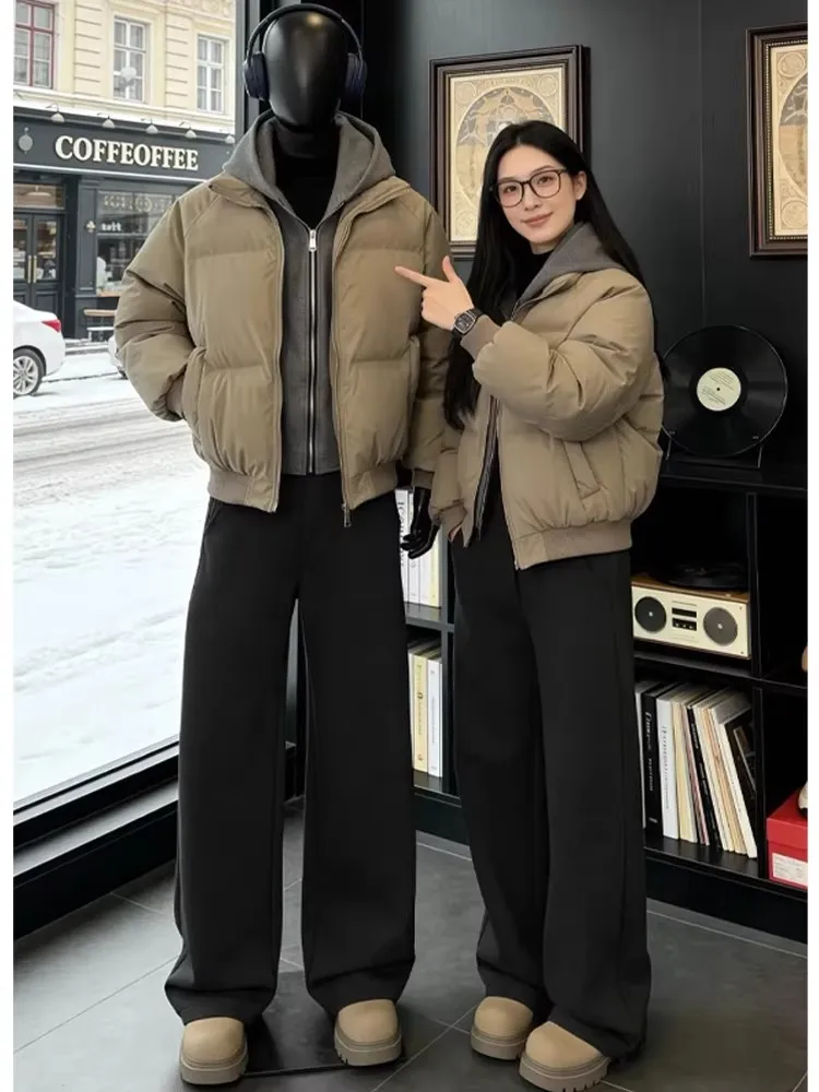 

Cleanfit Men's Thiened American Retro Hooded Jaet Warm Outerwear Slim Fit Bread Coat Youthful Trendy Long Sve Zipper C...