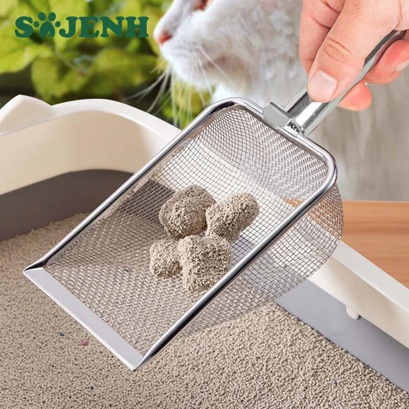 Durable Mesh Cat Litter Scoop Stainless Steel Link Litter Cleaner Corner Shovel Litter Shovel Pet Cleaning Tool Cat Supplies