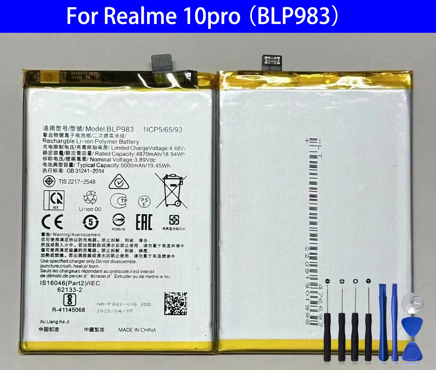 BLP983 Battery For Oppo Realme 10 Pro Original Capacity Phone Batteries Bateria