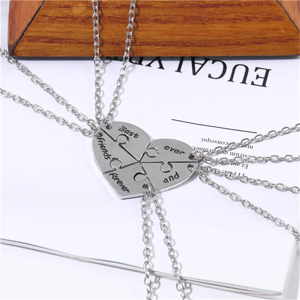 5-piece Fashion Best Friend Forever and Ever  Pendant Zinc Alloy Metal BFF Necklace Friendship Charm Chain Women Gift Necklaces