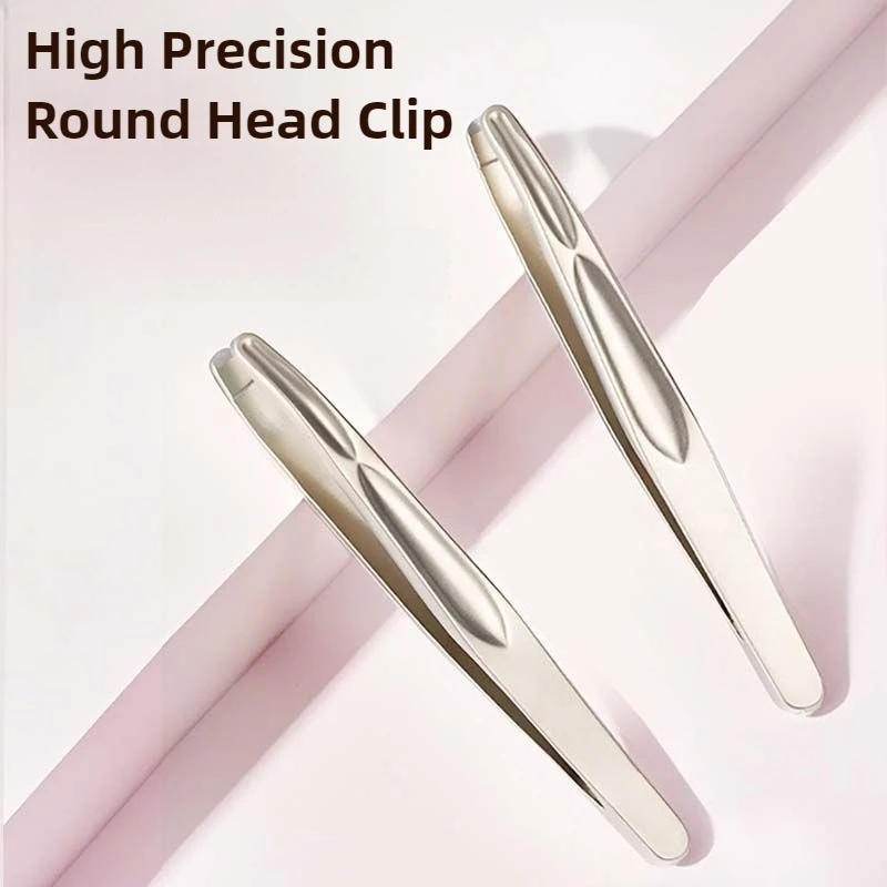 tainless Steel Precision Tweezers for Eyebrow Eyelashes Beard & Mustache - High-Accuracy Round Head, Seamless Clamping
