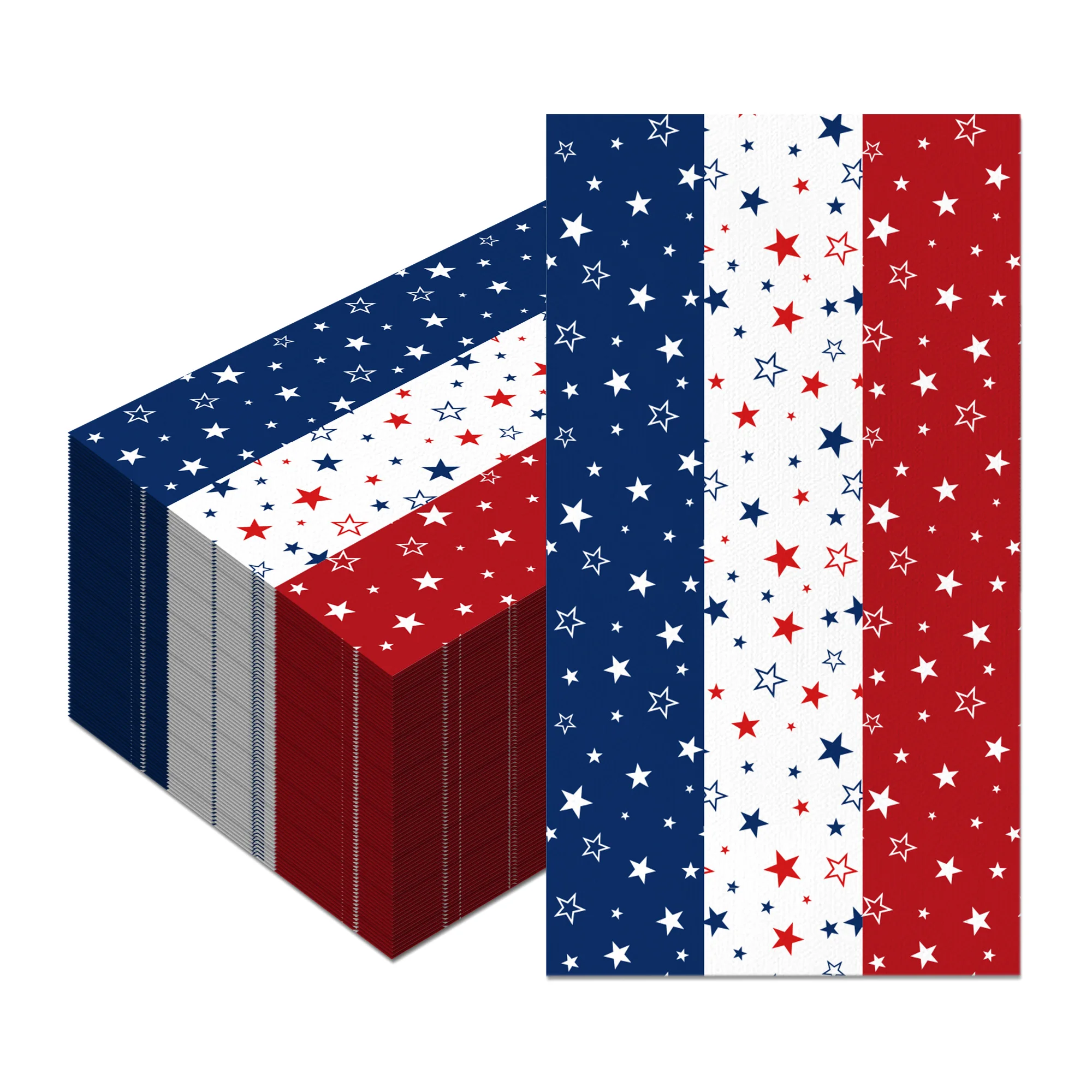 60pcs Disposable Paper Guest Towels Patriotic Red White Blue Star Napkins Memorial Day Holiday Table Decoration