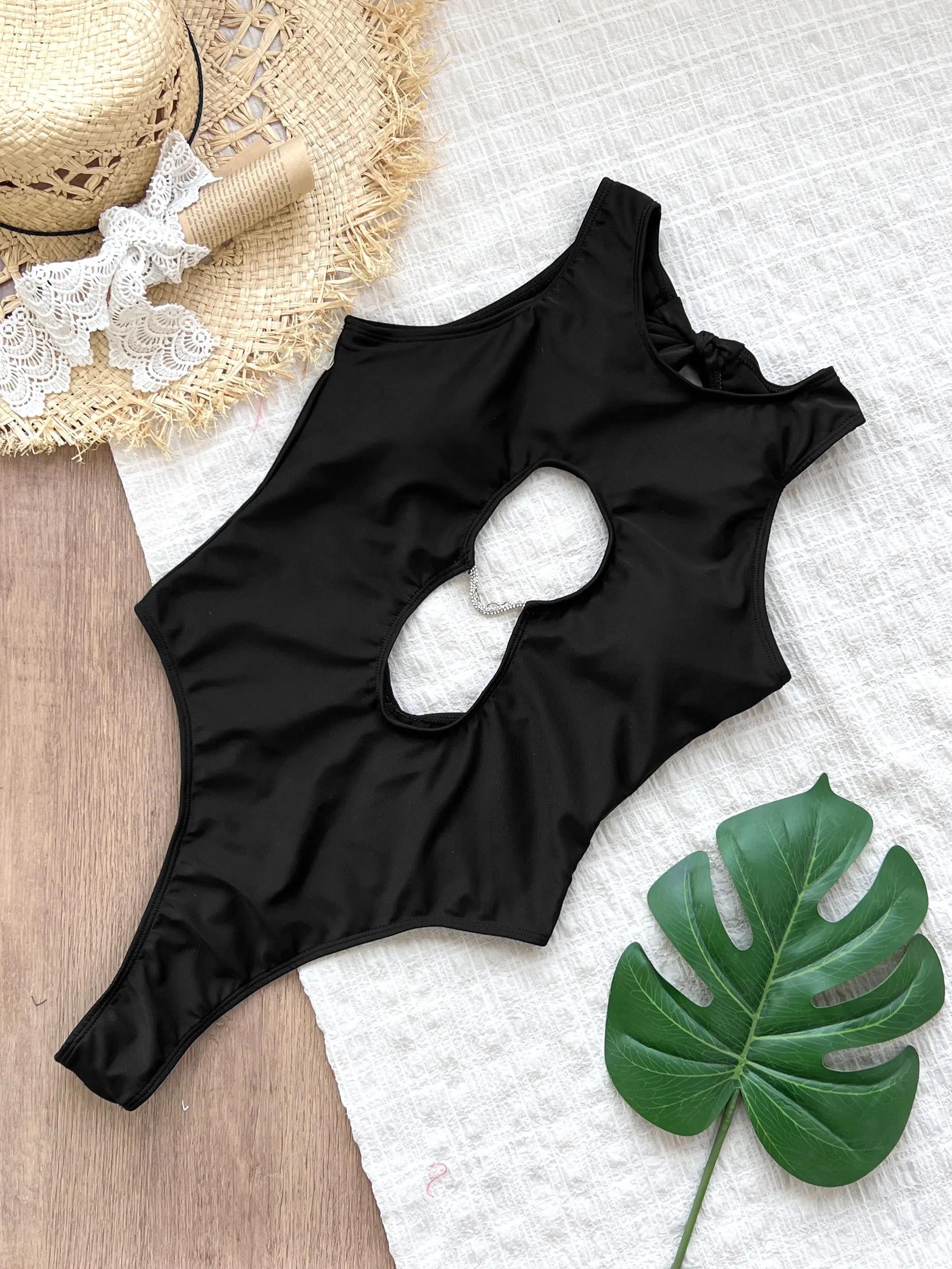 Sexy Cut Out Women Swimsuit  2024 Trend Sport Style Swimwear Sleeveless Bathing suits Backless Monokinis Lady Holiday Beachwear image 5