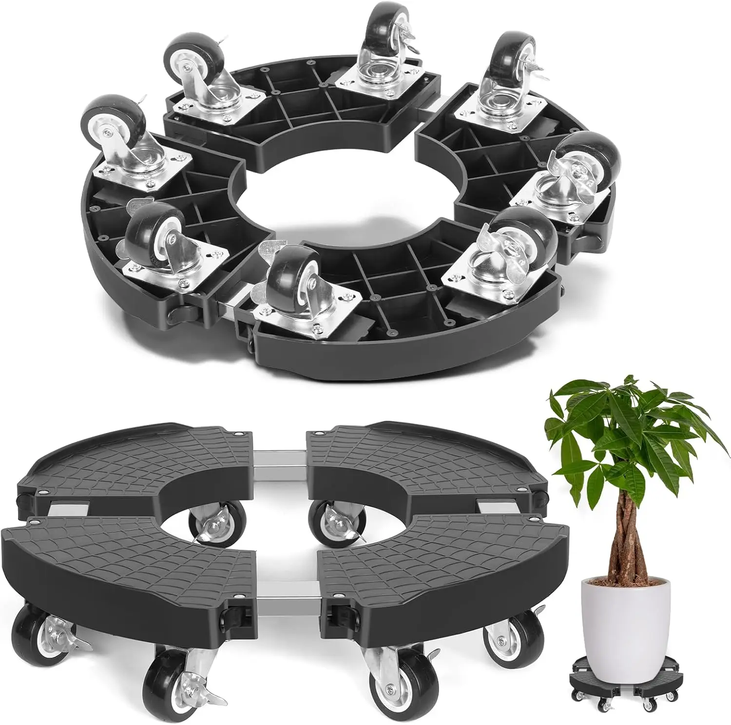 

Heavy Duty Plant Caddy with 8 Lockable Casters Rolling Plant Stand Adjustable Outdoor Furniture for 8 Inch to 22 Inch Plants