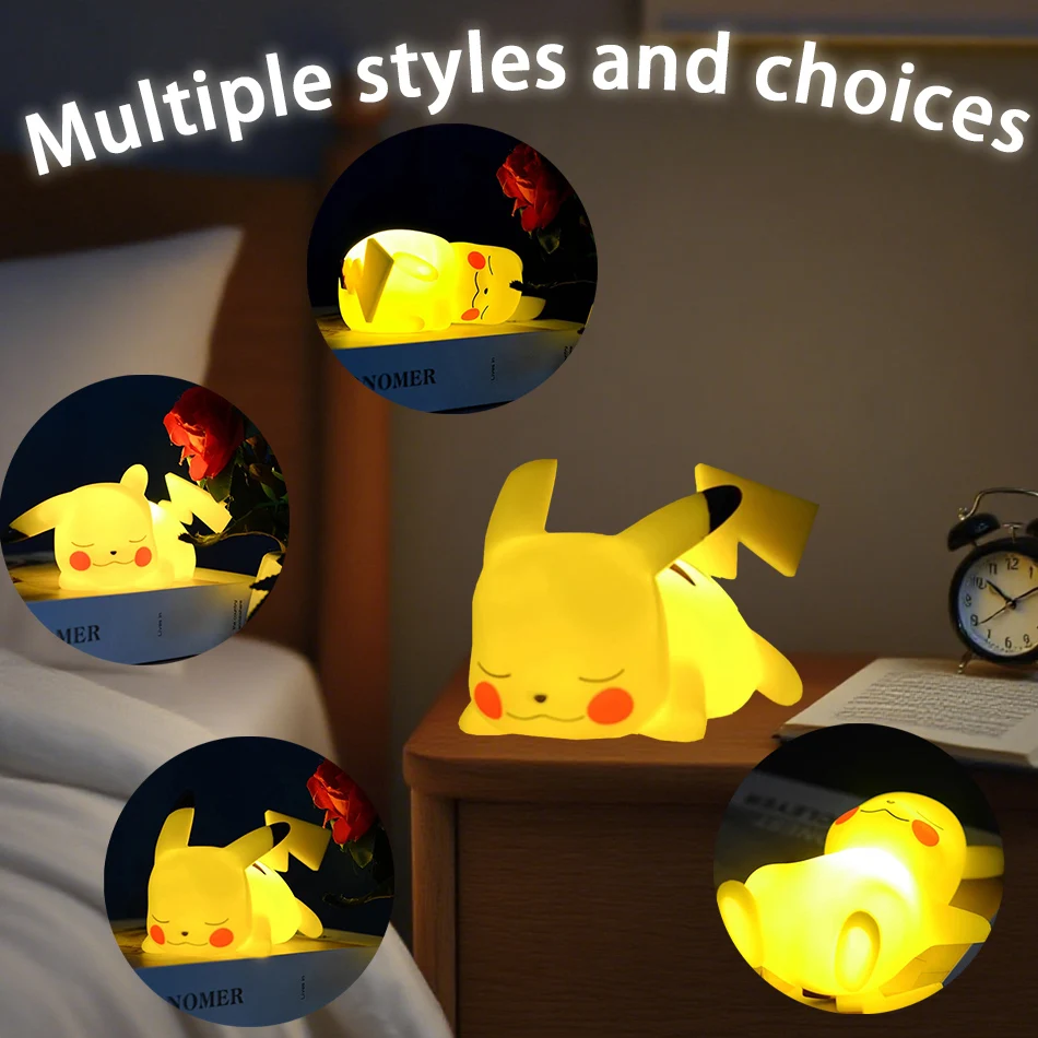 

4 styles Pokemon Pikachu Night Light Glowing Children Toy Pokemon Pikachu Cute Bedside Lamp Children's Birthday Christmas Gifts