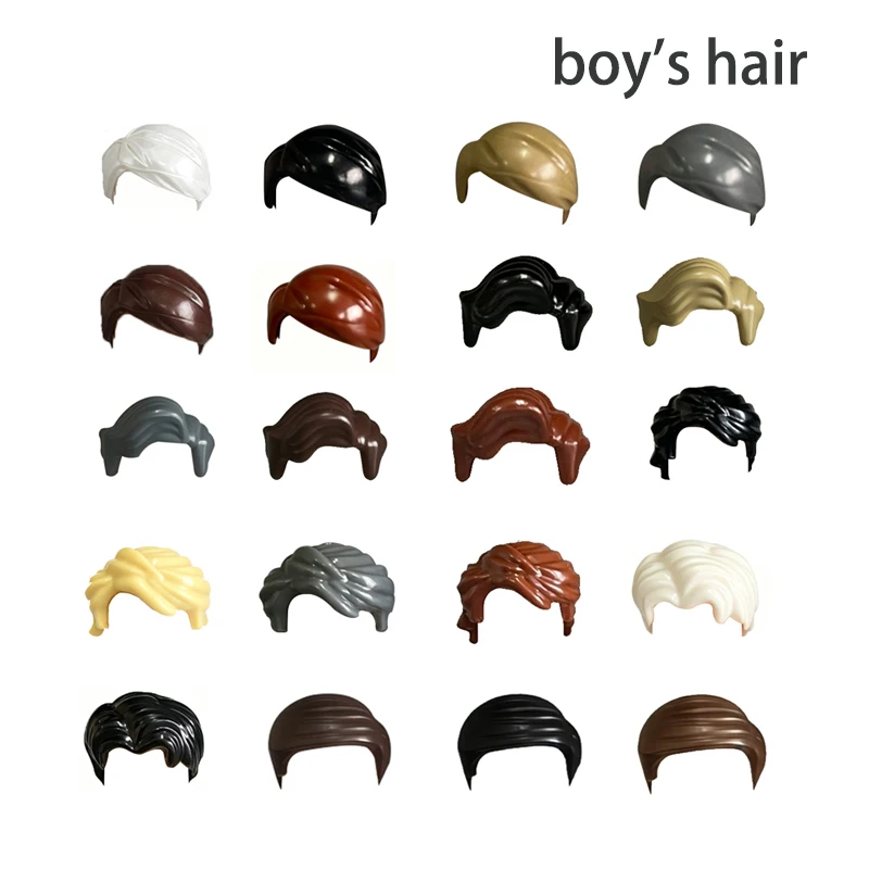 MOC City Building Blocks Character Hairstyles Curly Hair Boys and Girls Black Brown Gold Red Hair Parts DIY Compatible Toys - view 2
