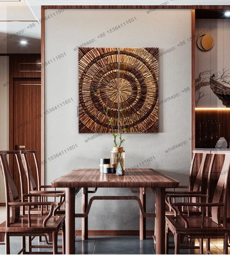 Handmade double wood carving decorative painting living room three-dimensional Southeast Asian abstract entrance physical