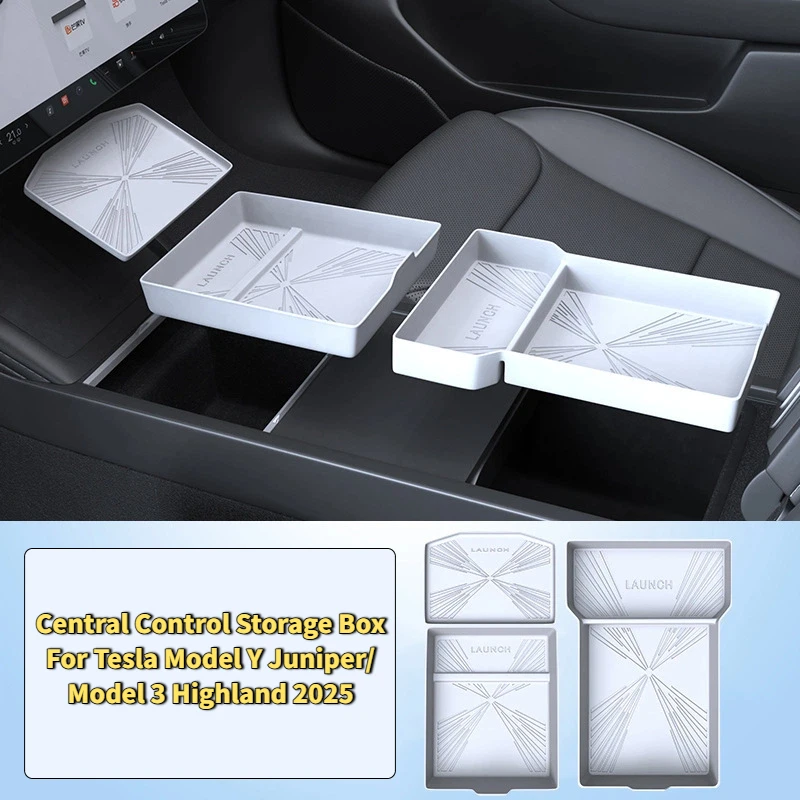 

Central Control Storage Box for Tesla Model Y Juniper/Model 3 Highland 2025 Silicone Armrest Box Tray Anti-slip Protective Pad