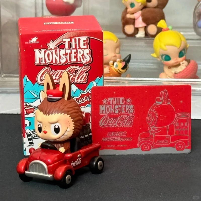 Popmart-caja ciega oficial de la serie Labubu Coca Cola, adorno de escritorio, caja ciega de moda, juguete para niños y regalos de cumpleaños