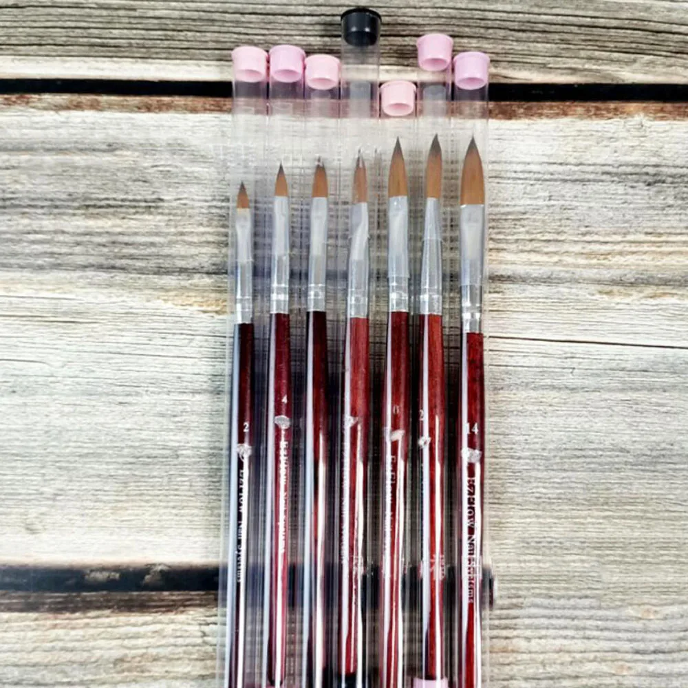 1/6 Stuks Acryl Poeder Toepassing Nagelborstels Houten Handvat Gel Nagellak Carving Pen Nail Art Extension & Carving gereedschap