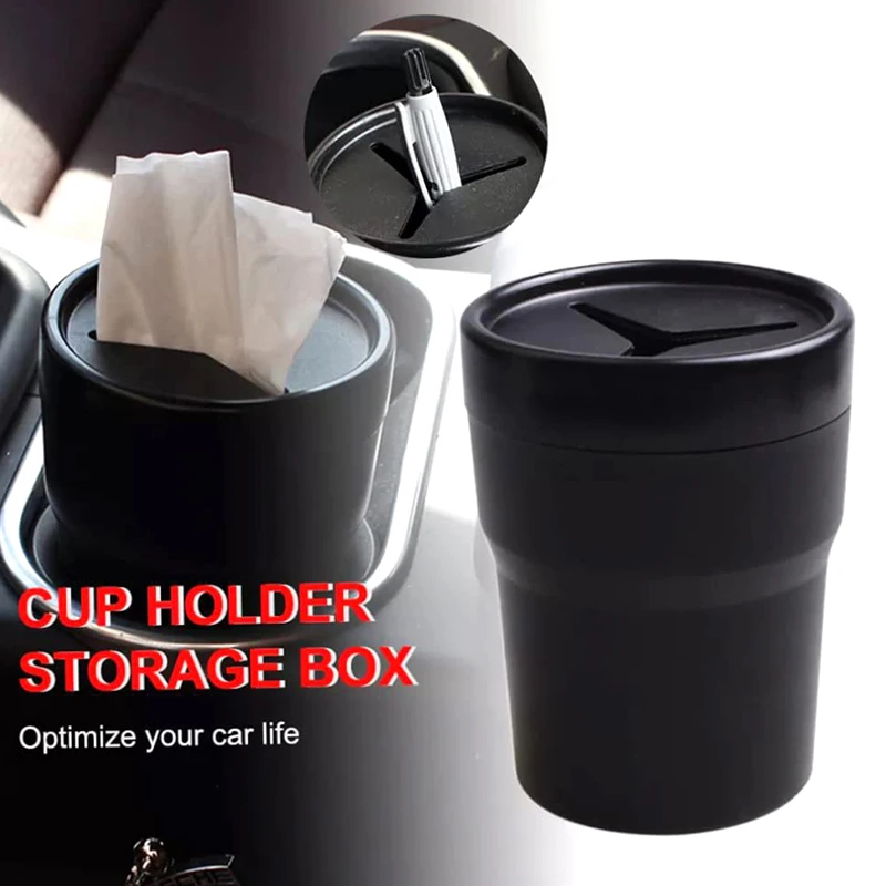 1Pc Small Storage Bin Multi-Functional Car Mounted Garbage Holder For Car Trash Holder With Cap Interior Accessories