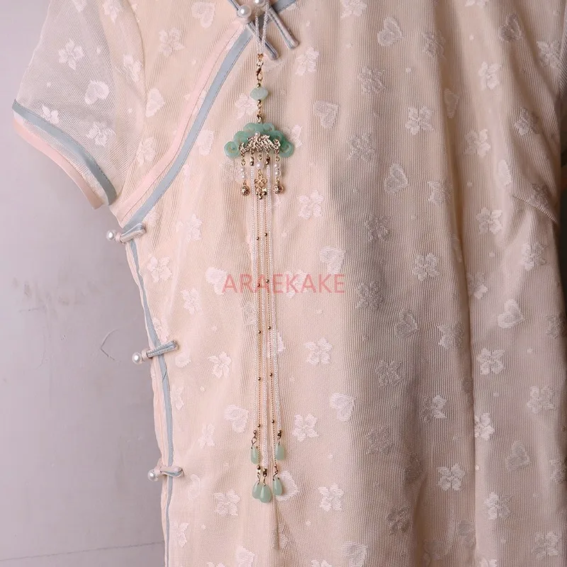 ياقة بإبزيم، شيونغسام، ياقة مضغوطة، قلادة معلقة، مجوهرات شرابة رائعة، إكسسوارات بإبزيم #3