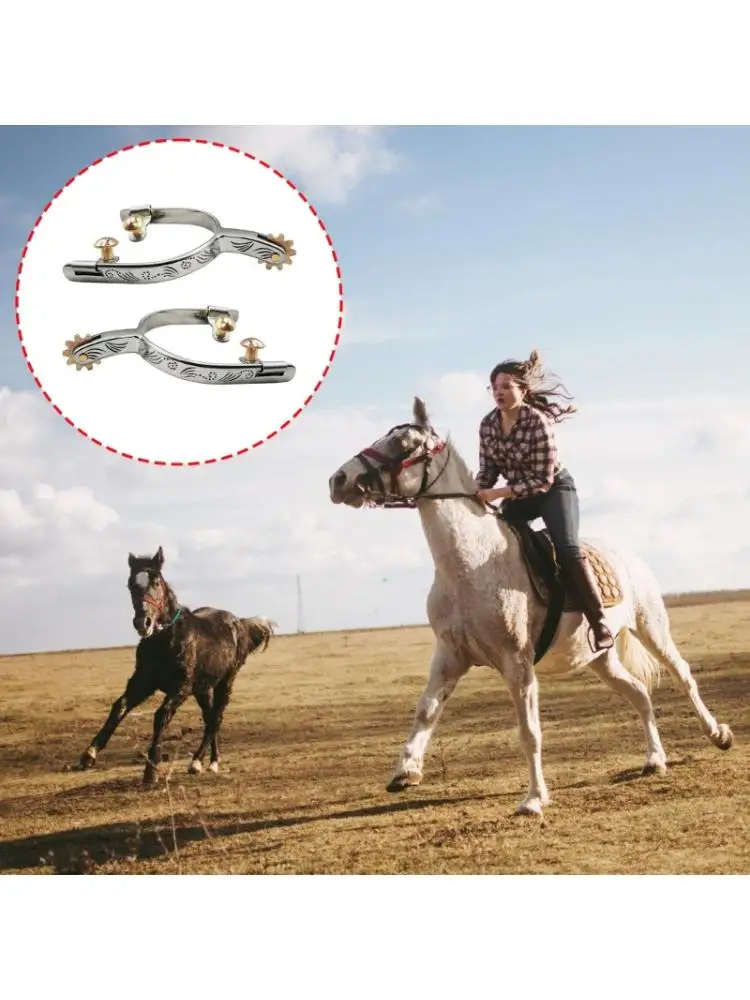 

Ретро бронзовые шпоры Western, украшенные немецким серебром, снаряжение для верховой езды