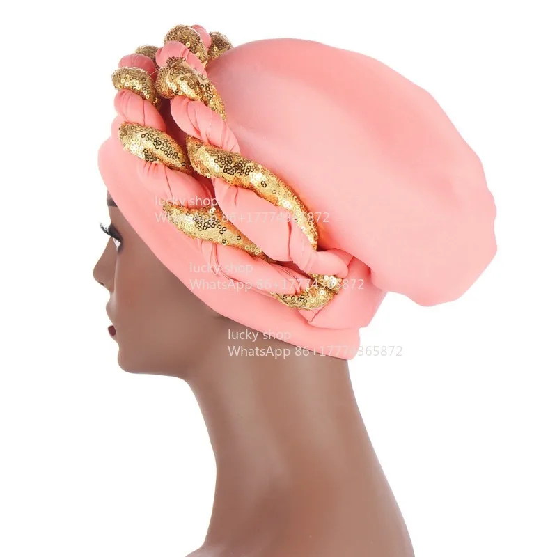 Twist Sequins Braids Headscarf Hat Headcap