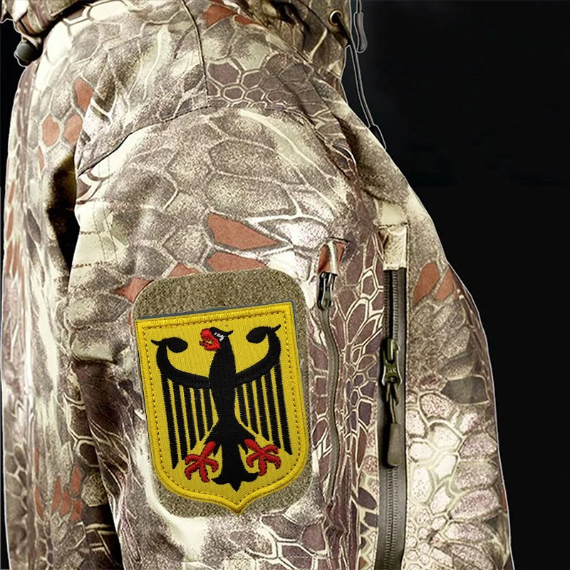 German Eagle Shield Flag Embroidered Armband Badges German Coat of Arms Germany Soldier Hook Loop Fastener Applique Emblem Patch