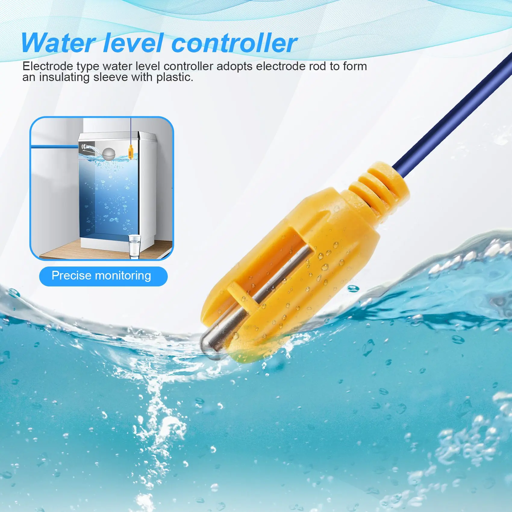 

HGSW-1.5M/ 2.5M/3.5M(A Group Of 3 Colors) Water Level Controller, Level Controller Tank Water Level Control Induction Sensor Hea