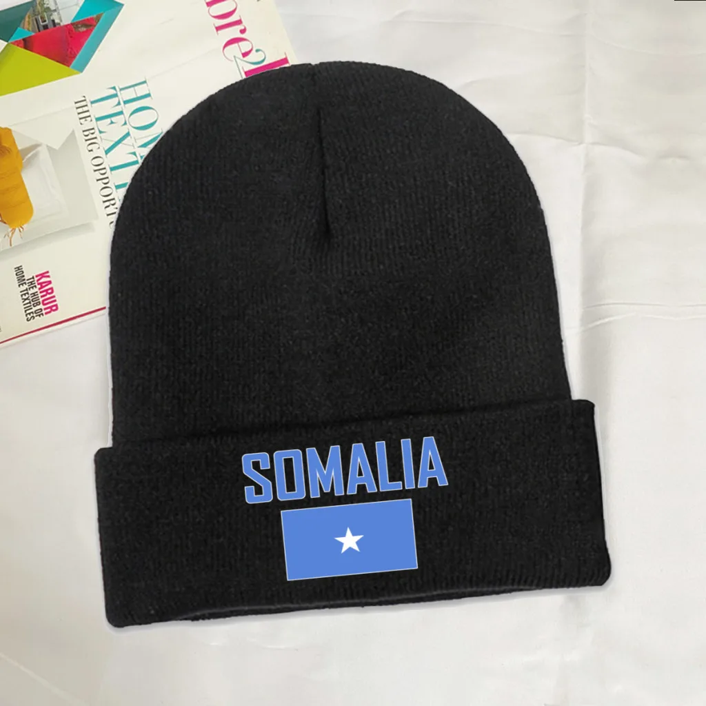 SOMALIA Country Flag Top Print Men Women Unisex Knitted Hat Winter Autumn Beanie Cap Warm Bonnet