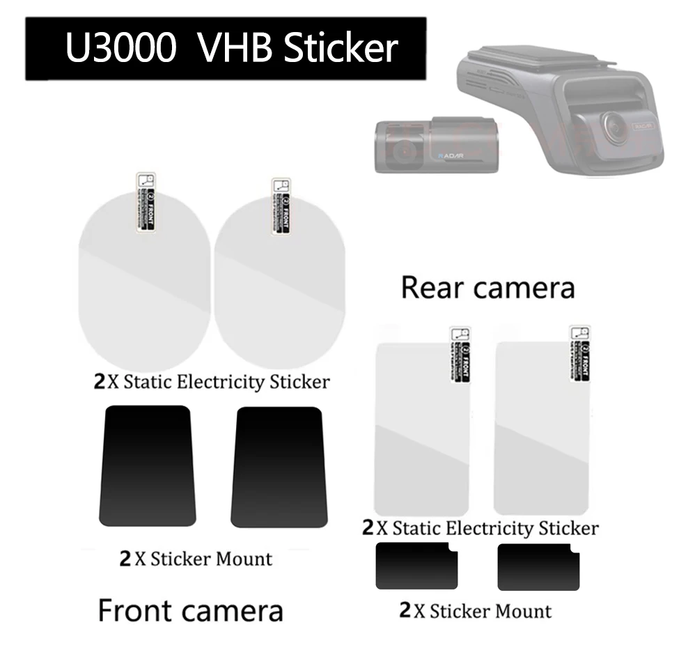 Autocollant et leges pour Thinkware U3000 Dash Cam VHB