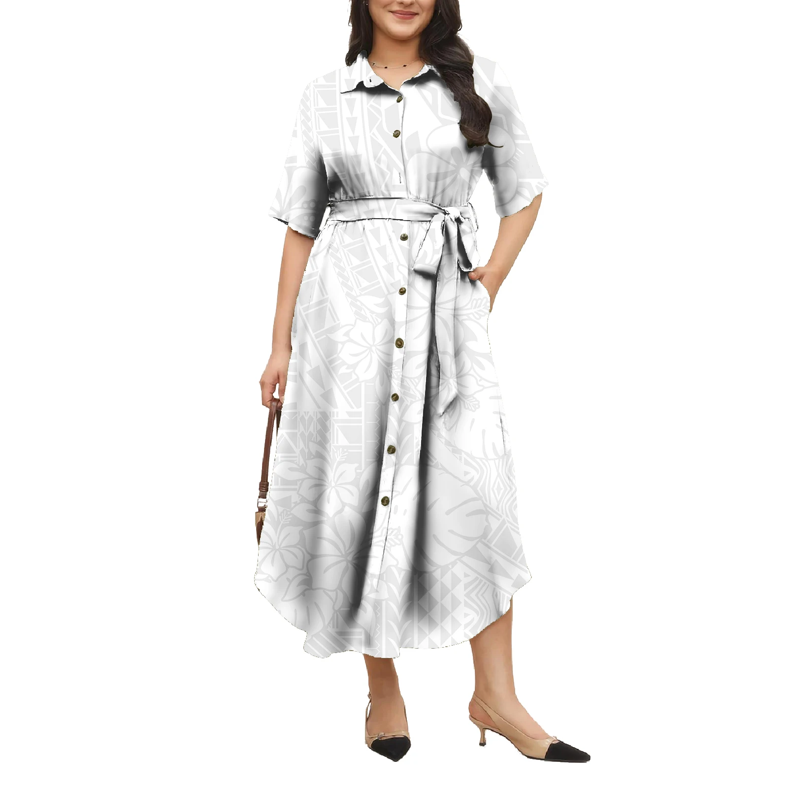 

Праздничное полинезийское самоанское платье с этническим принтом на заказ с коротким рукавом свободное повседневное длинное платье с тропическим островом