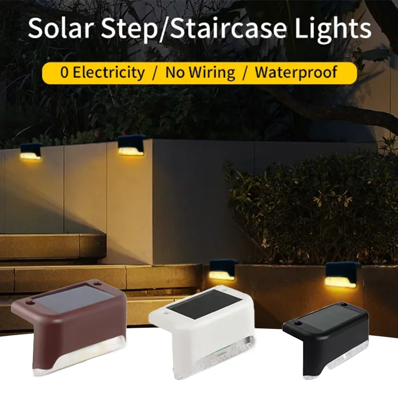 LED Solar Staircase Light IP65 Waterproof RGB Warm White Light Garden Patio Outdoor Steps Light Night Lighting Auto On Off