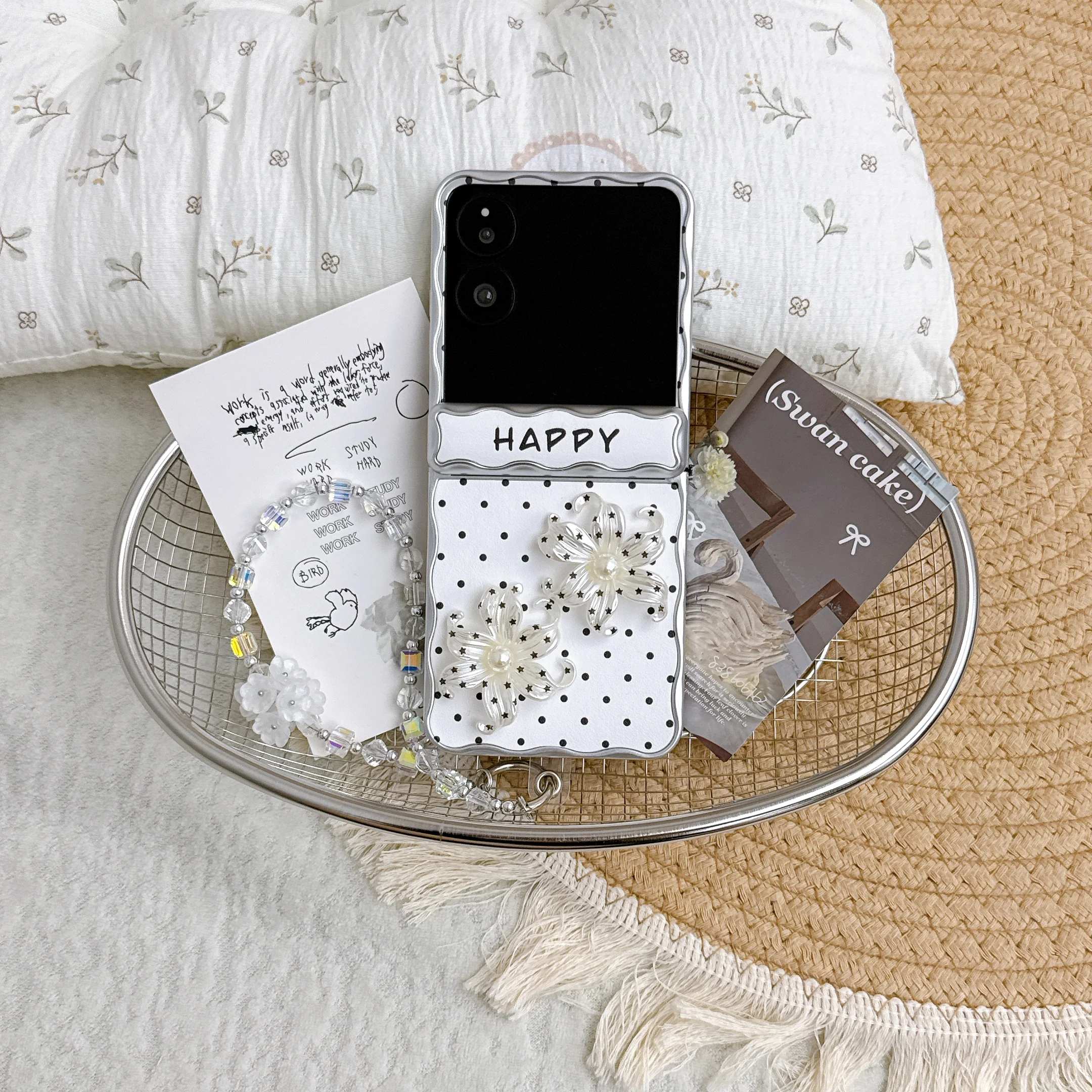 

Back Cover For Xiaomi Mix Flip Case Polka Dot Star Lily Flower Bracelet Wristband Chain Shockproof Phone Case