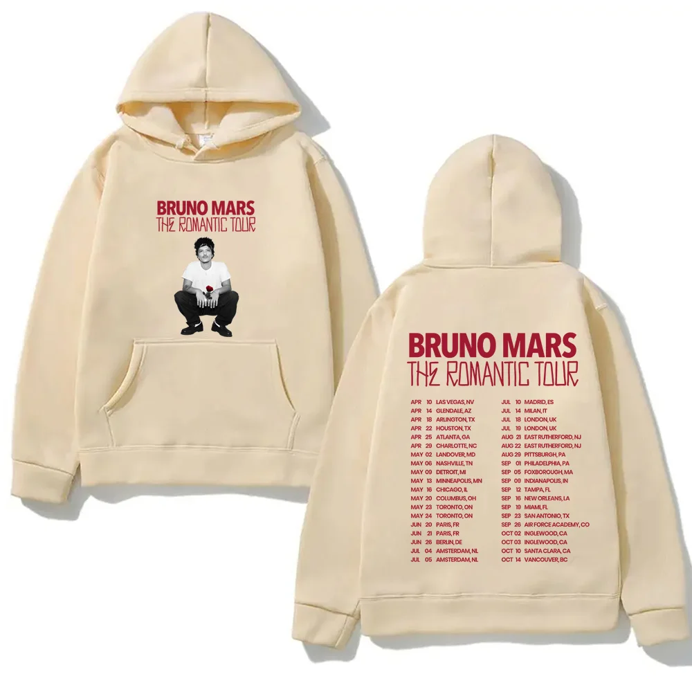 Bruno Mars Hoodie The Romantic Tour 2026 HighQuality Moletom for Autumn/Winter with Hooded Fleece Harajuku Comfortable Hoody