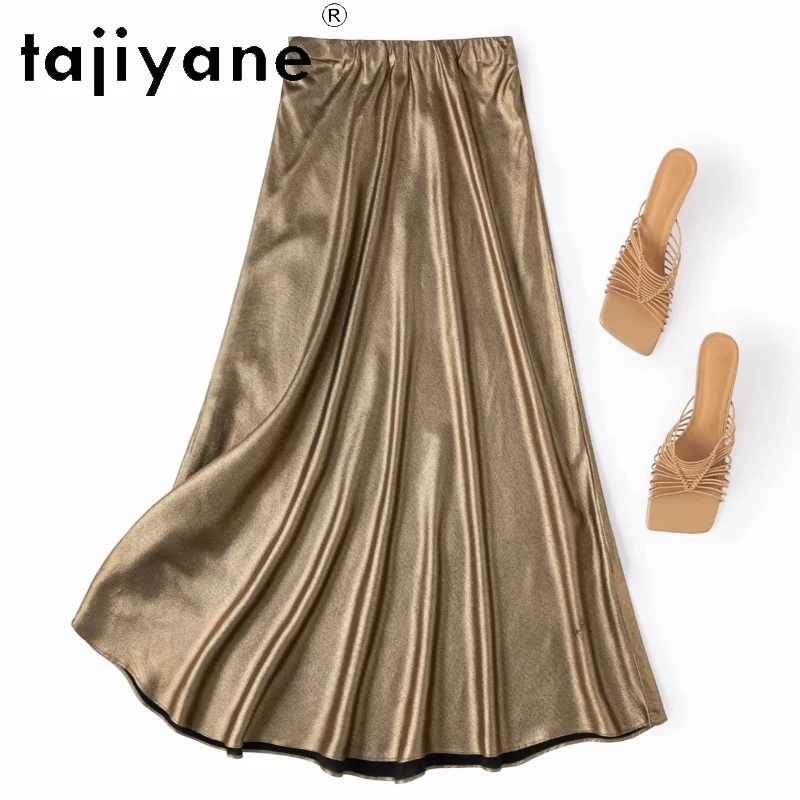 

TAJIYANE 100% Шелковая юбка из тутового шелкопряда, роскошная длинная юбка для вечеринок, летняя юбка-русалка из пропитанного шелка, женская одежда 2025