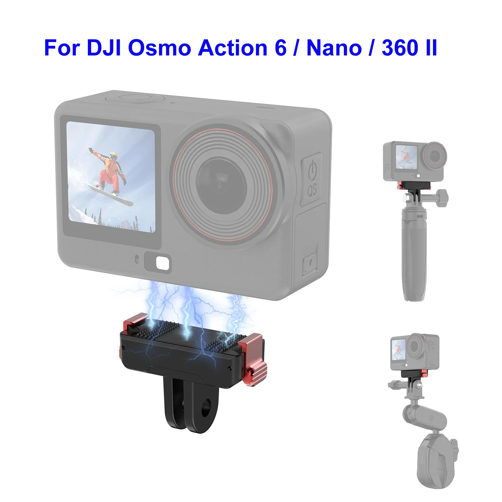 PULUZ Two Claw Plastic Magnetic Base For DJI Osmo Action 6 / 360 II / Osmo Nano Camera Quick Release Mount