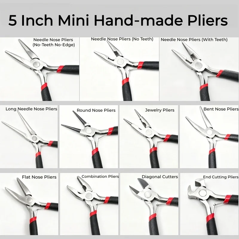 5 Inch Mini Jewelry Pliers High Carbon Steel DIY Handcraft Making Tools  Non slip Handle Wire Wrapping Beading Repair Hand Tool