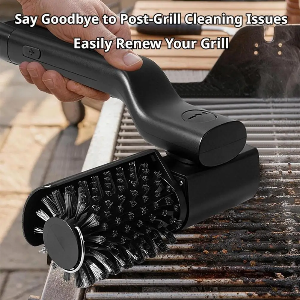 

Cordless Rechargeable Electric Grill Cleaning Brush 360° Rotary BBQ Cleaner Brush for Heavy Oil Stains Outdoor Barbecue