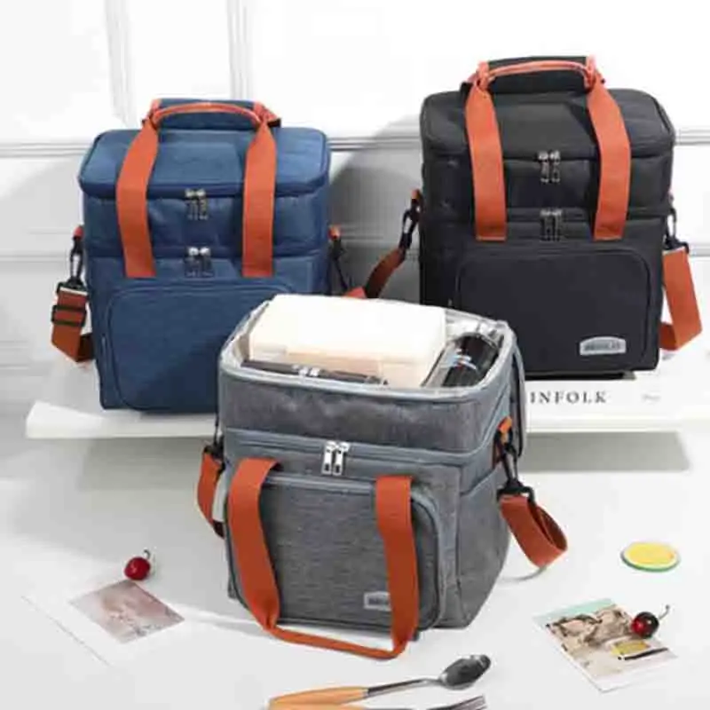 

Outdoor Travel Double-Layer Raised Aluminum Foil Insulation Bag Large Capacity Outdoor Picnic Bag Portable Lunch Box Lunch Bag