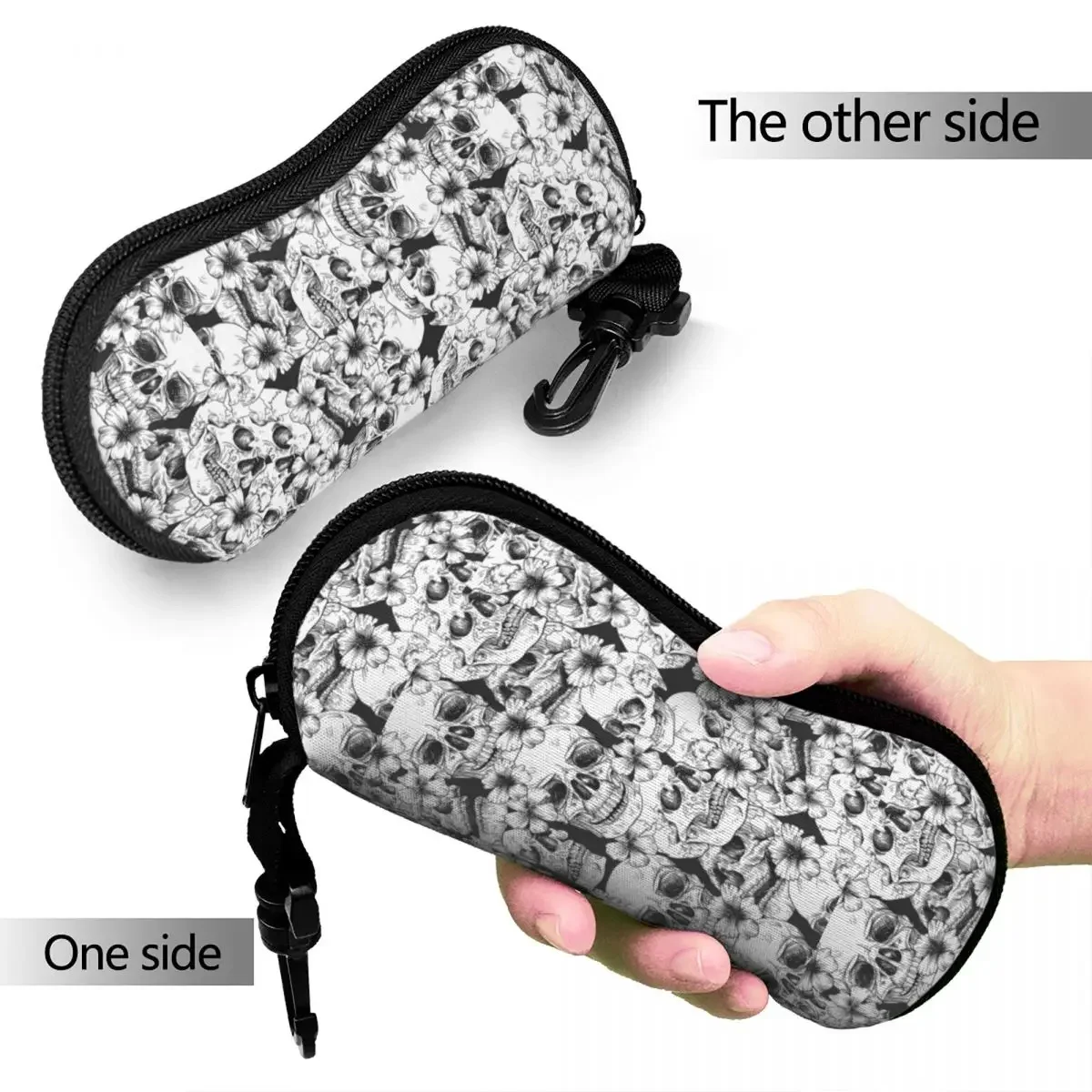 Skulls Flowers Sugar Skull Glasses Case Convenient Eyewear Storage Box Office Eyeglasses Box