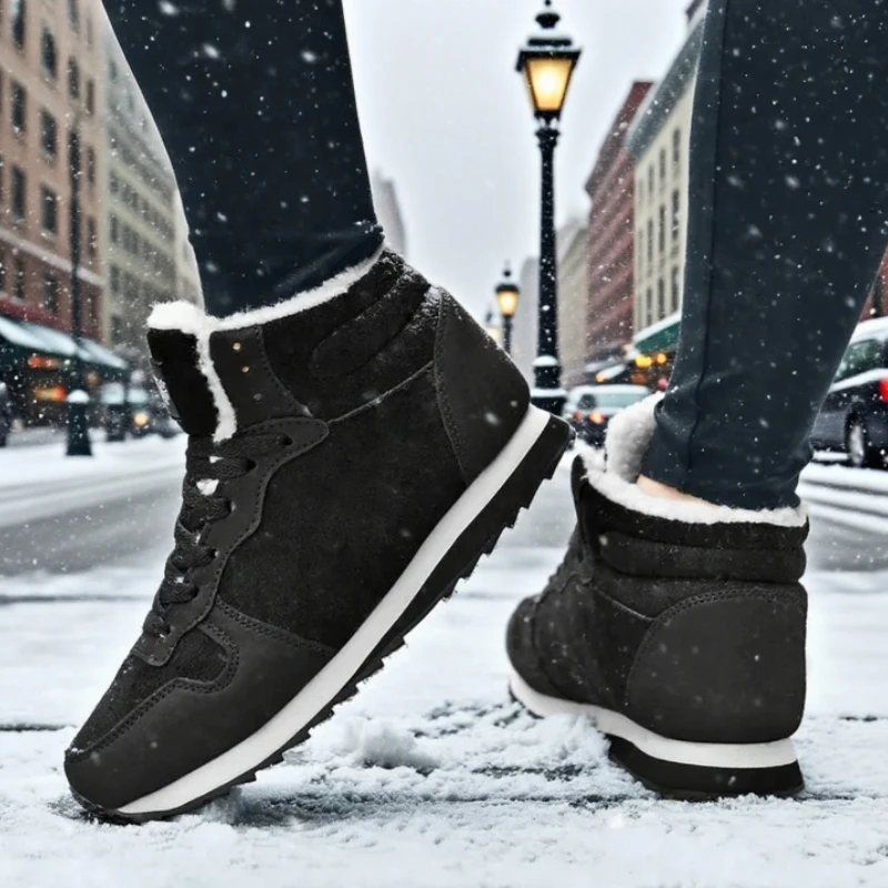 Modische Winterstiefel für Damen, mit Plüsch gefüttert, High-Top-Design, rutschfeste Gummi-Außensohle, Schneesneaker, 2025, neue weiche Winter-Stiefeletten