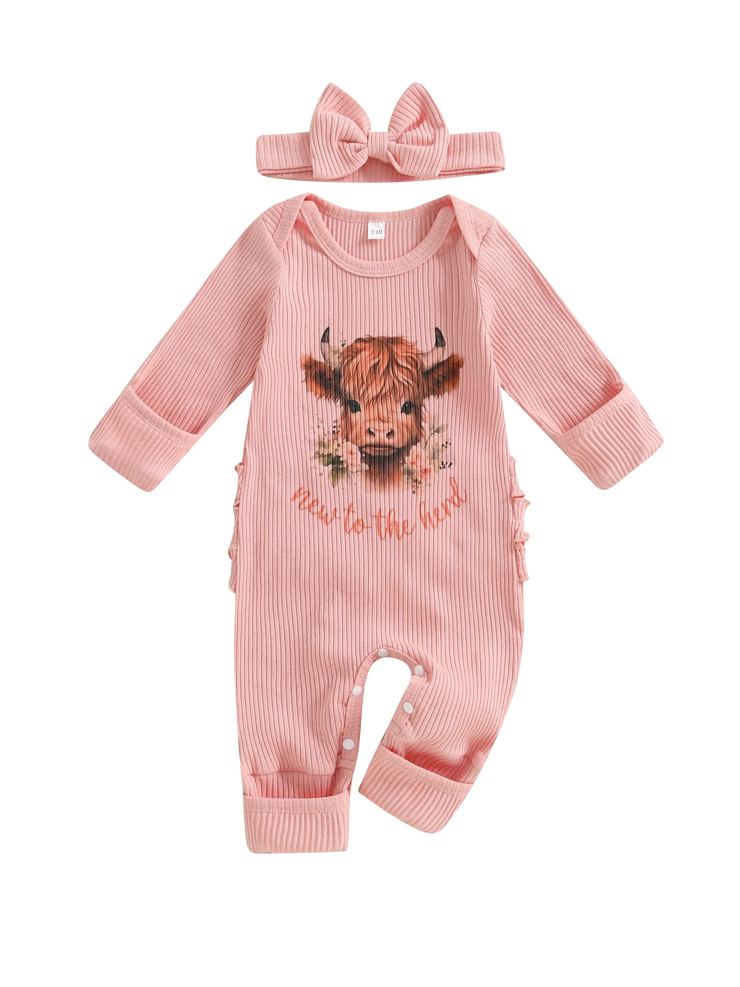 

Очаровательный комбинезон в рубчик для маленьких девочек с комбинезоном с длинными рукавами и принтом ламы и подходящий комплект с повязкой на голову для стильных малышей и