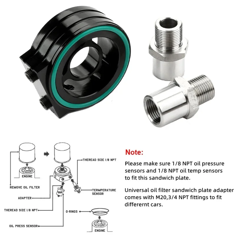 BATTLEBEEl Oil Temperature Pressure Sensor Adapter Oil Sensor Gauge Connector Car Modification Performance Universal BB-UOA-005