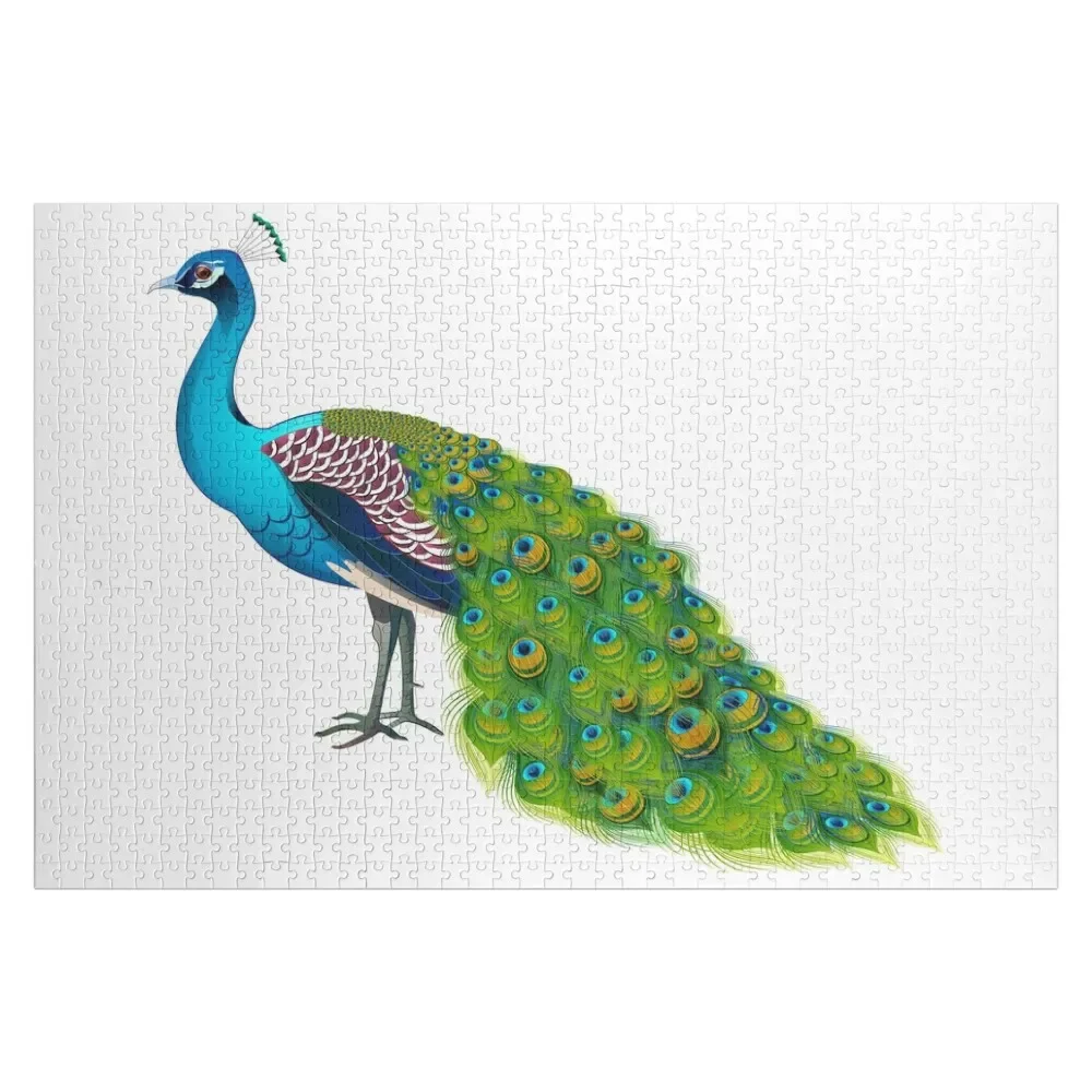 Teal Peacock Graphic Jigsaw Puzzle Personalized Toy Wooden Boxes Puzzle