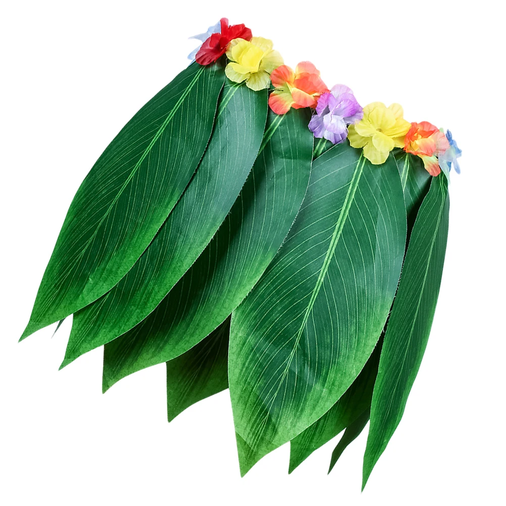 Simulation Leaf Skirt Hawaii Cloth Grass Tropical Green Party Costume Adjustable Waistband Kids Luau Wedding Theme Event