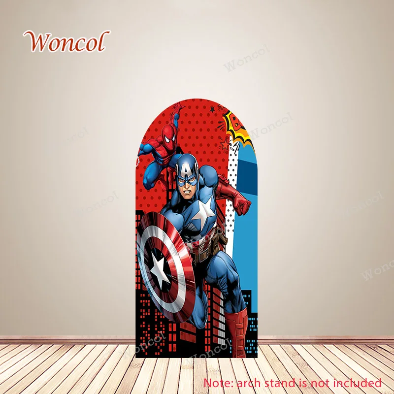 Avengers Birthday Arch Cover Hulk Iron Man Captain America Backdrop Disney Double-Sided Arch Backdrop Party Decor Photocall Prop