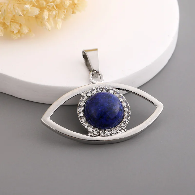 الجملة 10 قطعة/الوحدة كريستال ستون الإبداعية حورس عين الشيطان المعلقات DIY الأحجار الكريمة عين الشر قلادة مجوهرات #3