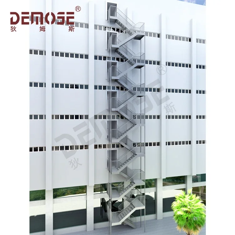 Outside Emergency Fire Escape Stairs High Ceiling Fire Escape Ladder Climbing Safety Staircase