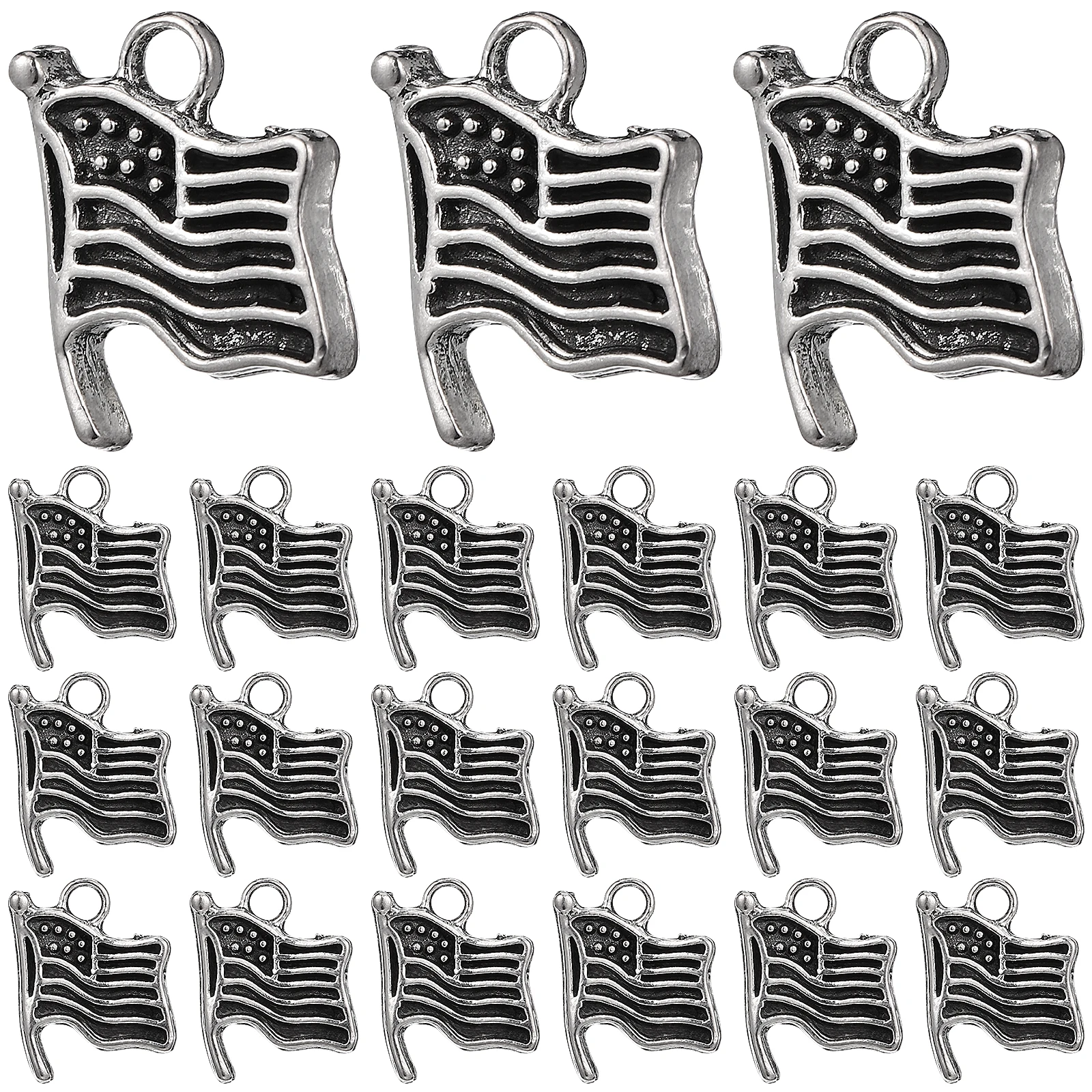 

50pcs Alloy Pendants Vintage American Flag Shape Durable DIY Supplies for Necklace Bracelet Earrings Making Projects Accessories